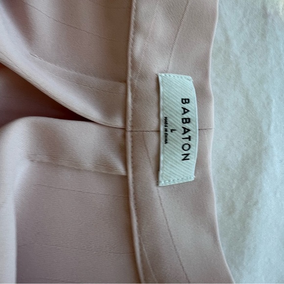 Aritzia Babaton Akira Power Blouse Long Sleeve V-Neck Light Pink, L - Picture 4 of 8
